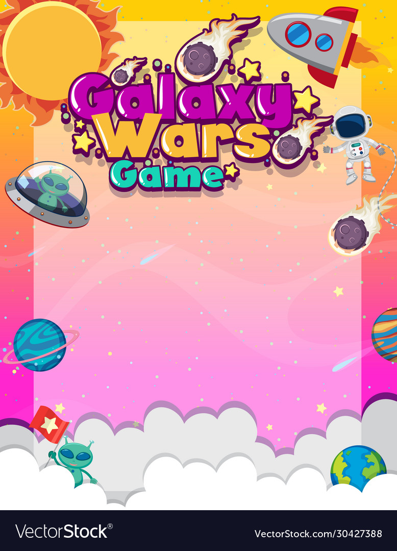 Frame template with many planets in space vector image Frame template with many planets in space