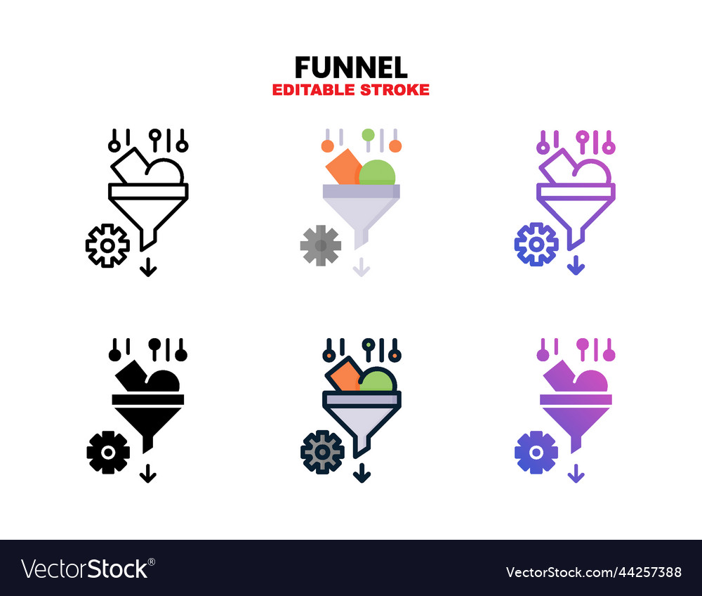 Funnel icon set with different styles