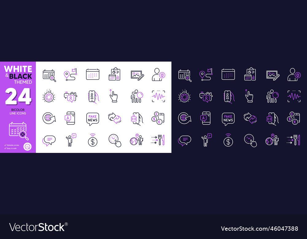 Gear voice wave and outsource work line icons vector image Gear voice wave and outsource work line icons