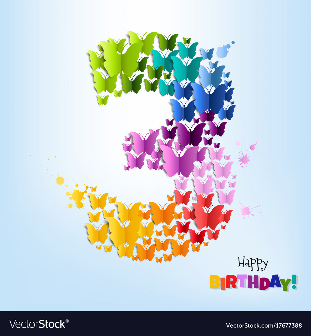 happy birthday postcard three years royalty free vector happy birthday postcards