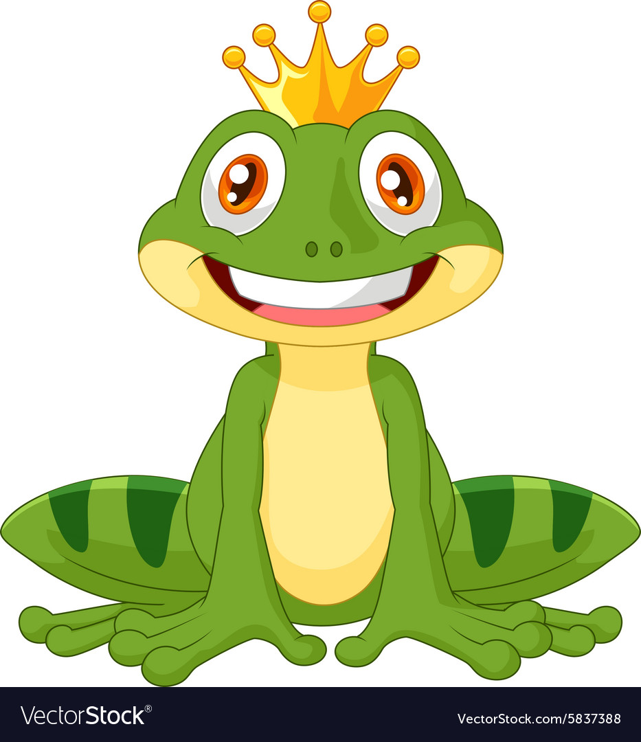 Happy Cartoon King Frog Royalty Free Vector Image