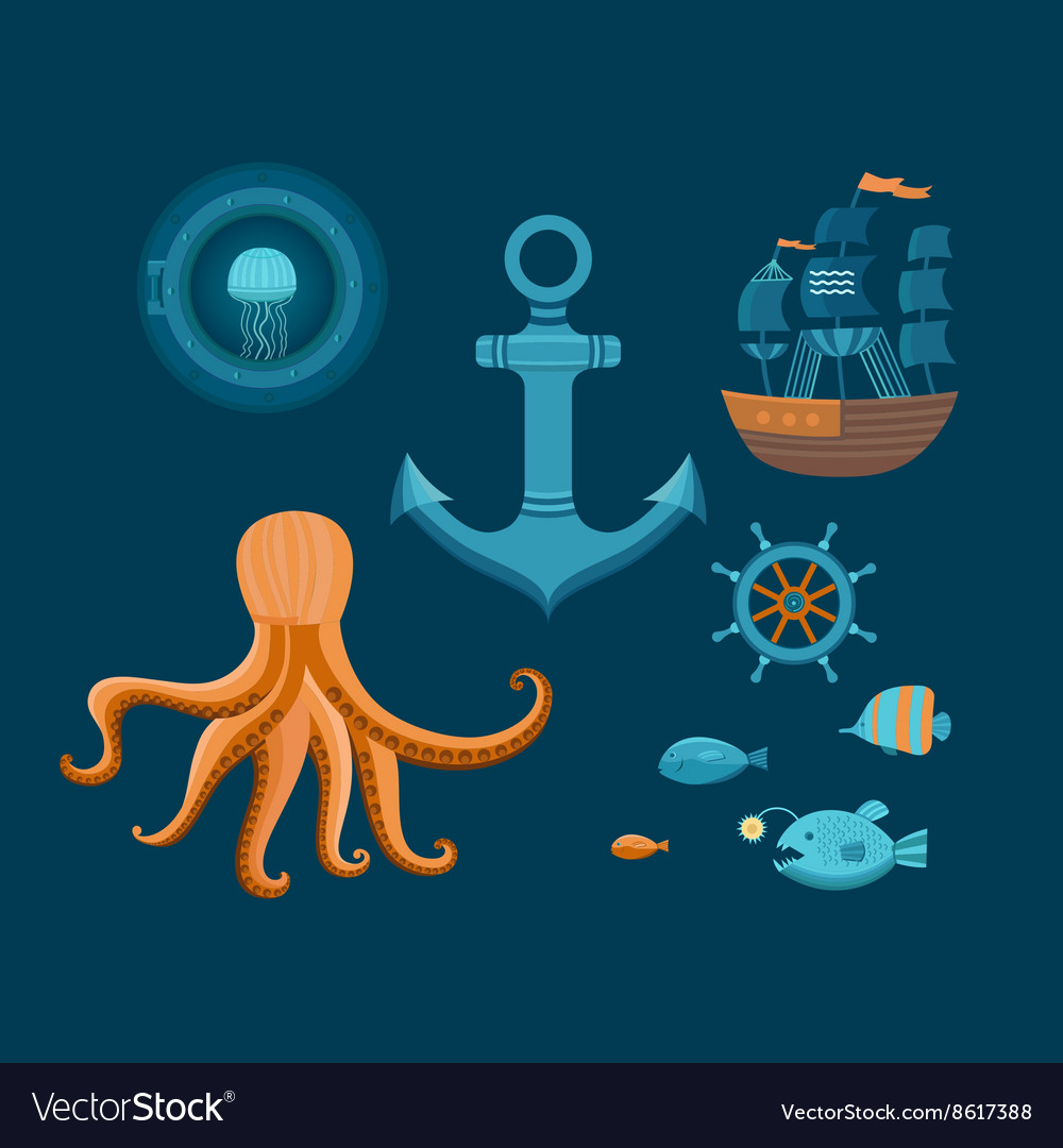 Marine Nautical Icons Set
