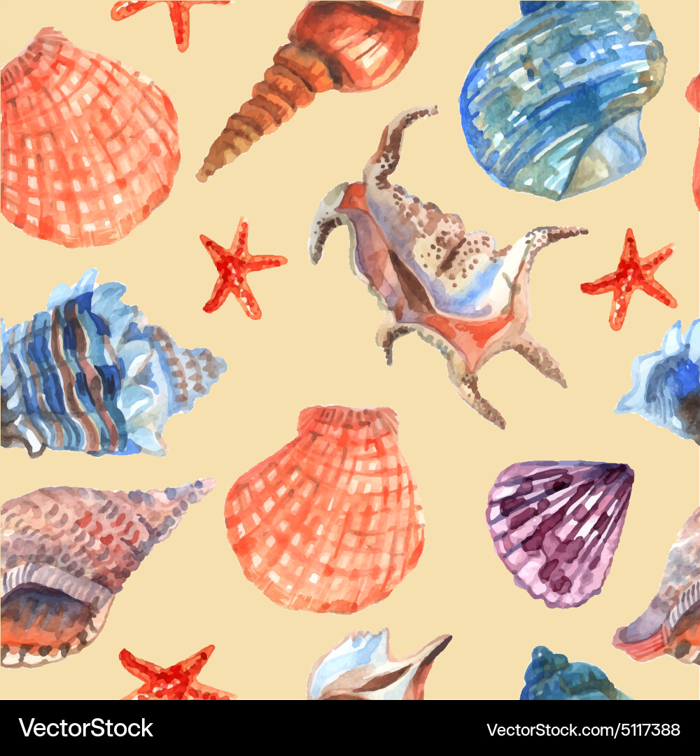 Marine shell seamless pattern Royalty Free Vector Image