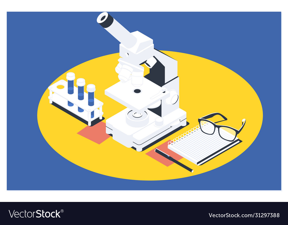 Medical test at science lab background Royalty Free Vector