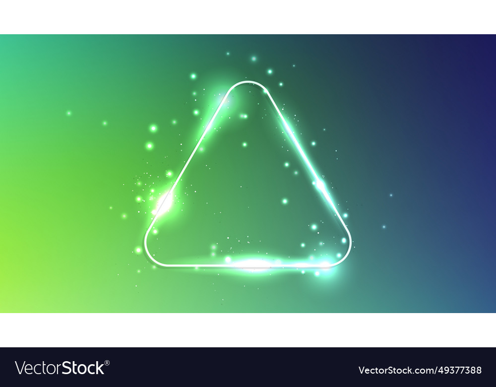 Neon rounded triangle frame with shining effects vector image Neon rounded triangle frame with shining effects