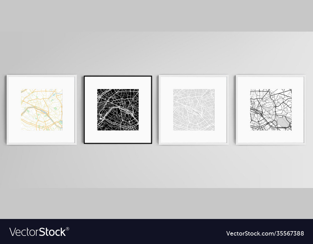 Realistic set square picture frames vector image Realistic set square picture frames