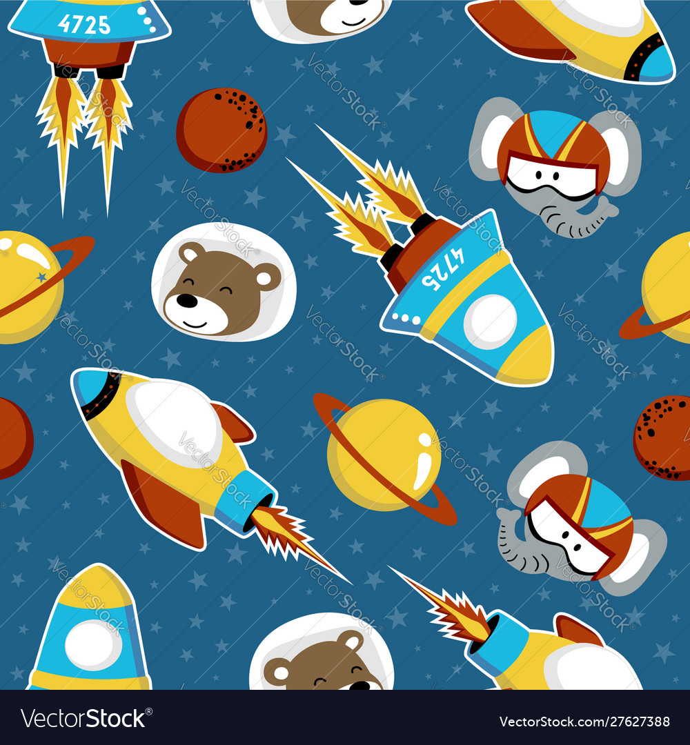 Seamless pattern spaceman with spaceship vector image Seamless pattern spaceman with spaceship