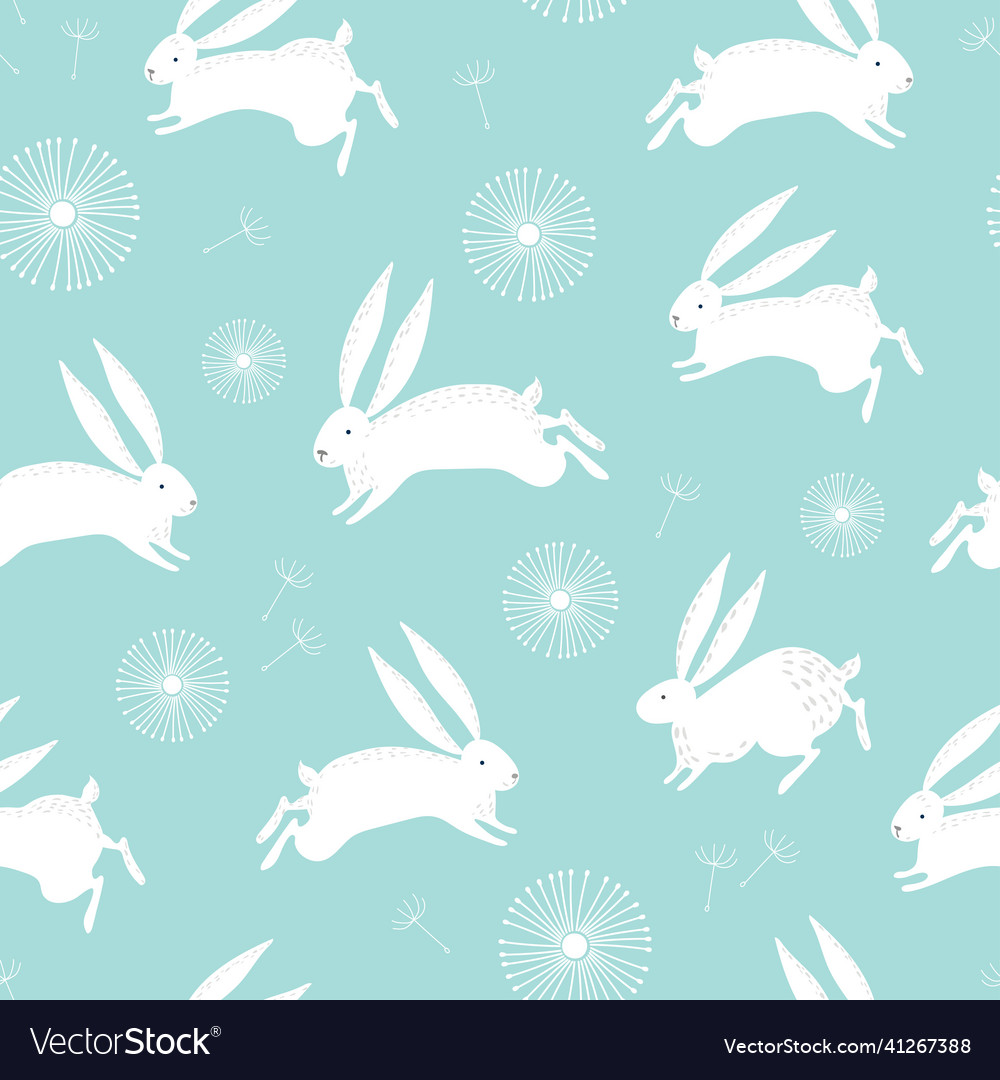 Seamless pattern with white hare or rabbit vector image Seamless pattern with white hare or rabbit