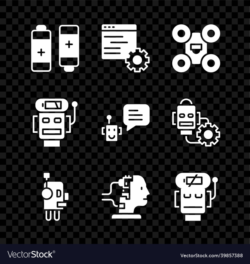 Set battery computer api interface drone robot vector image Set battery computer api interface drone robot