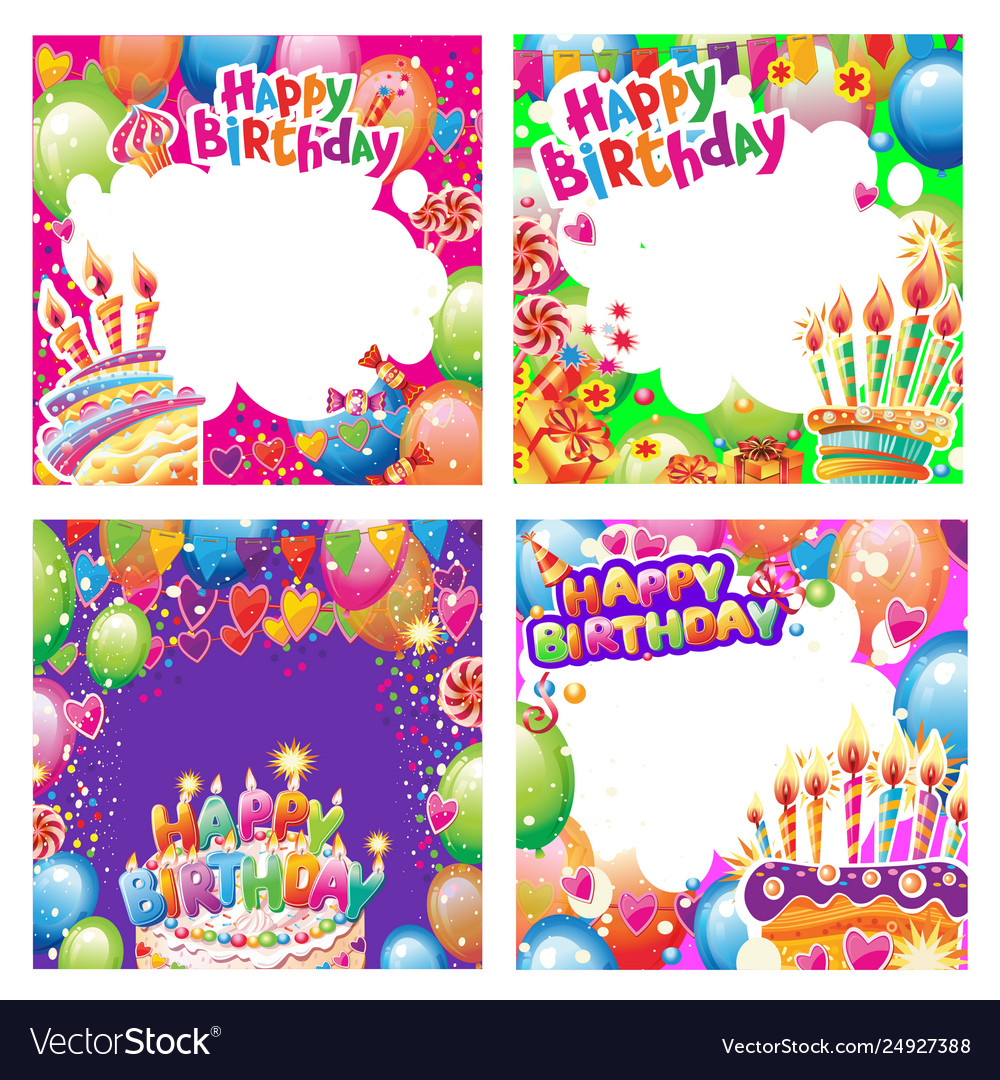 Set birthday cards with place for text vector image Set birthday cards with place for text