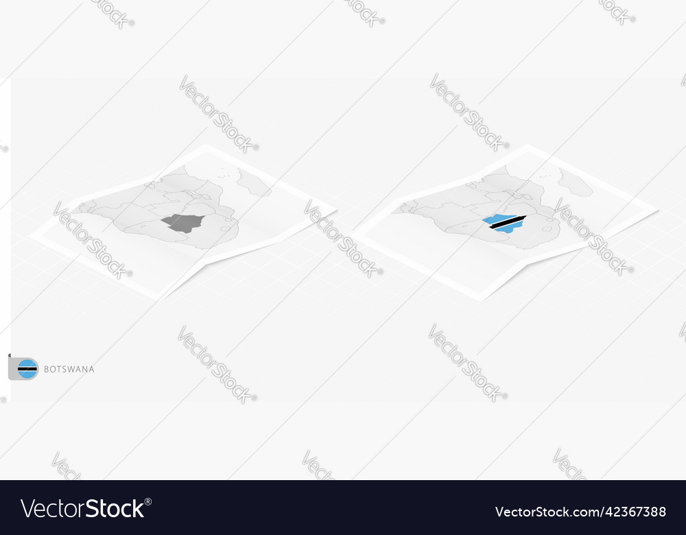 Set of two realistic map botswana with shadow vector image Set of two realistic map botswana with shadow