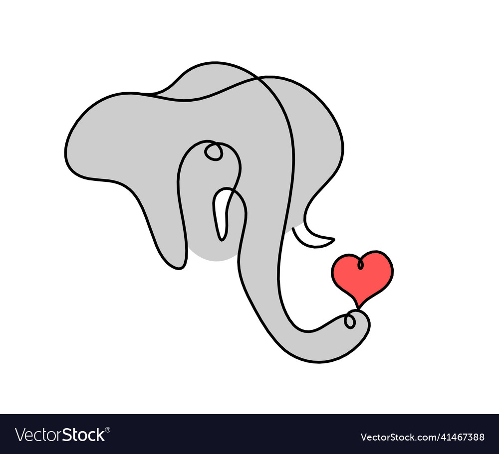 Silhouette of abstract color elephant with heart