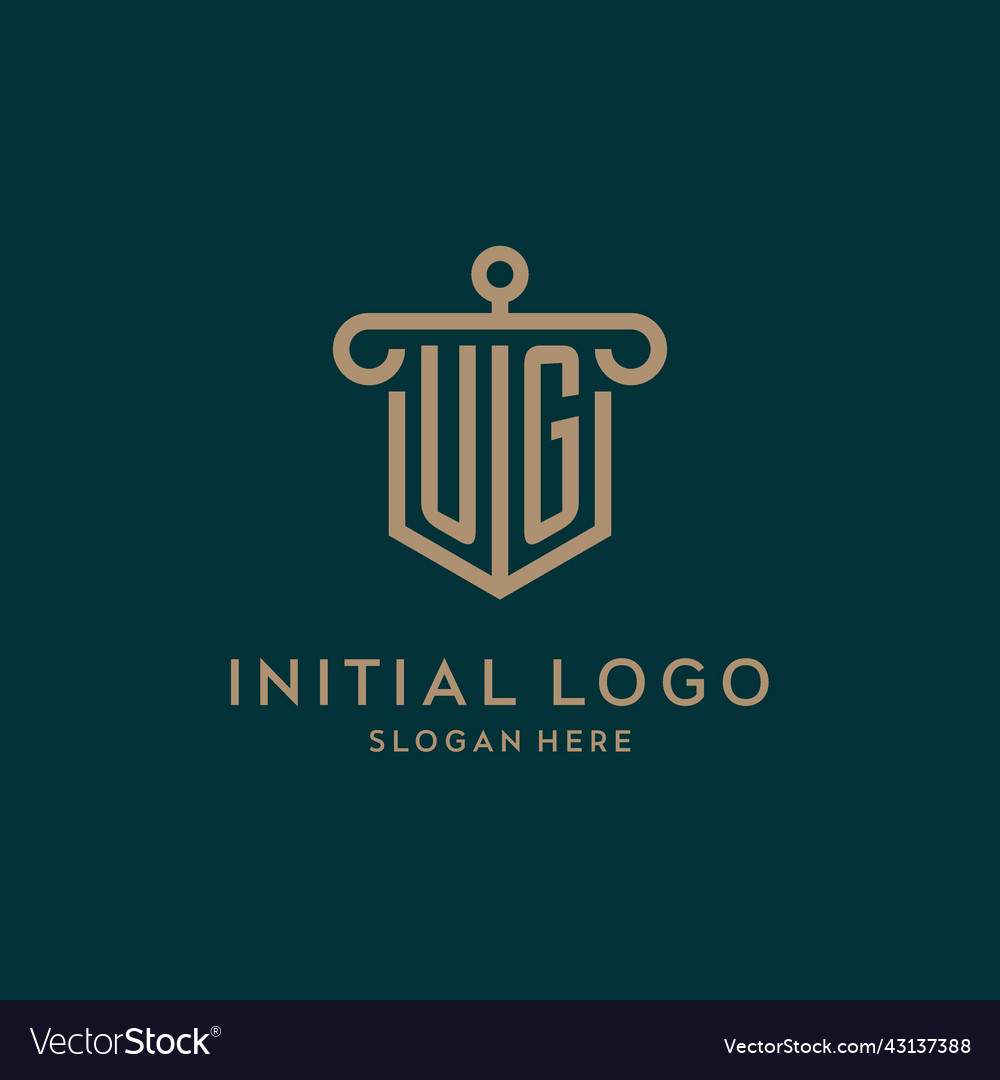 Ug monogram initial logo design with shield