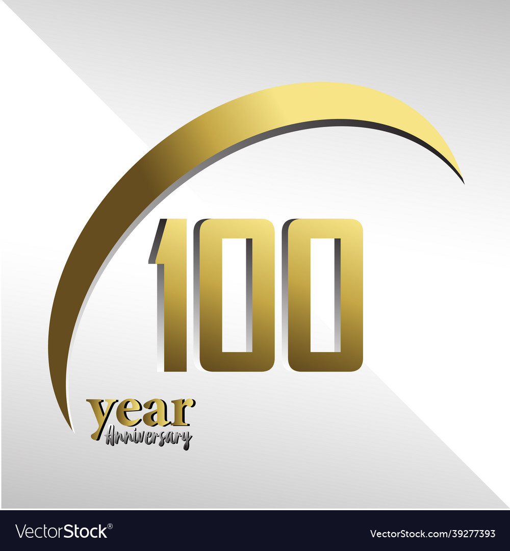 100 year anniversary logo template design gold