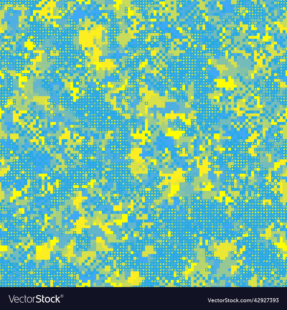 Abstract urban pixel motif yellow and blue