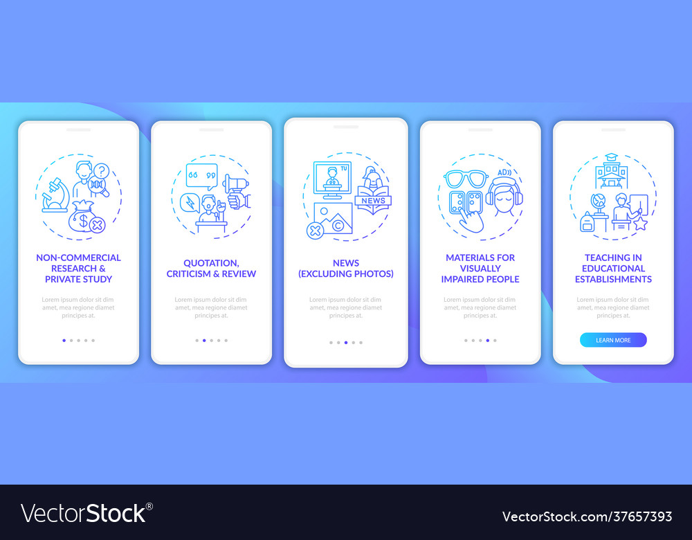 Copyright exceptions onboarding mobile app page Vector Image Copyright exceptions onboarding mobile app page