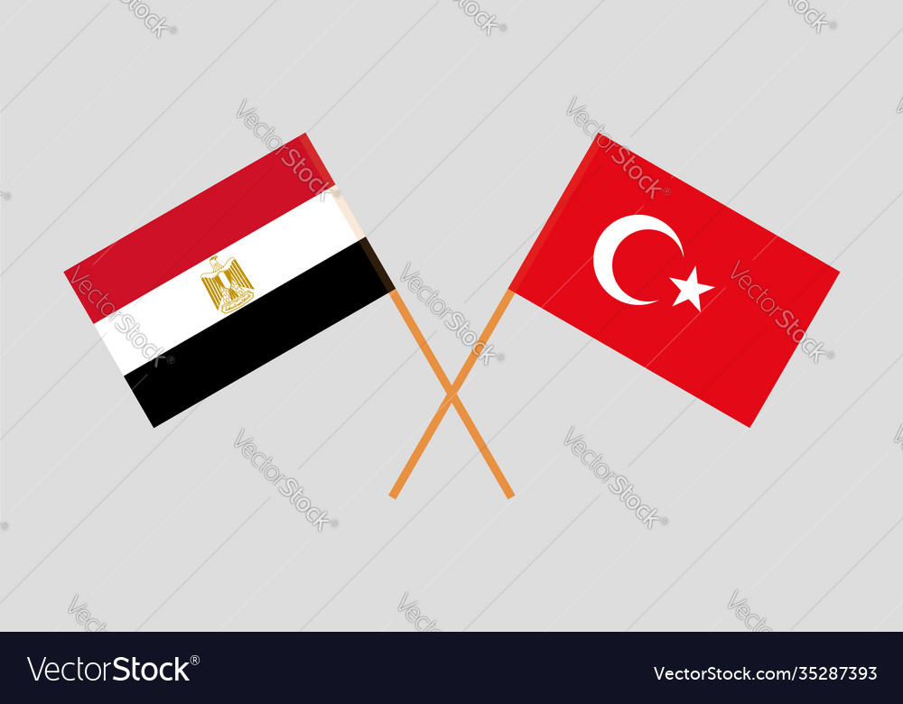 Crossed flags egypt and turkey