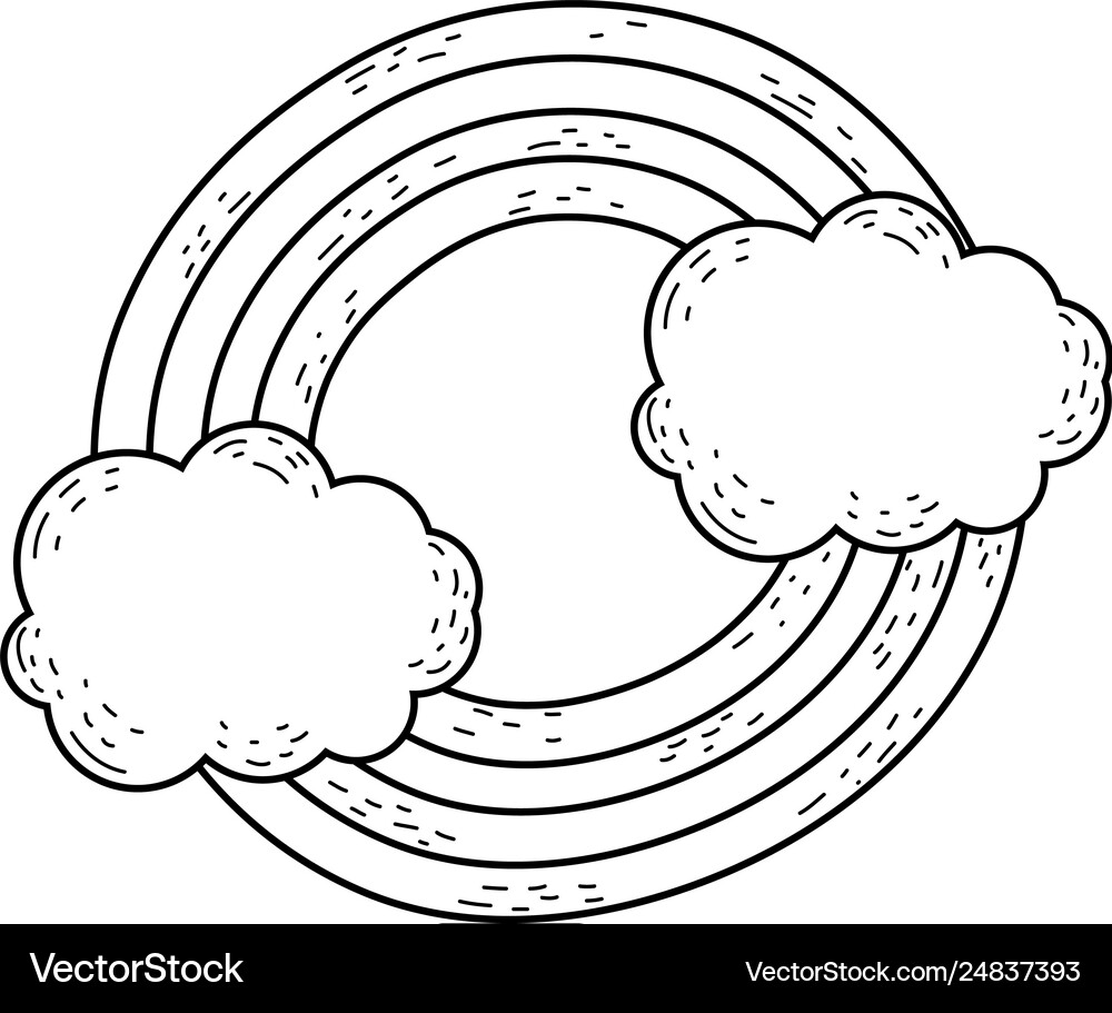 Cute rainbow with clouds Royalty Free Vector Image