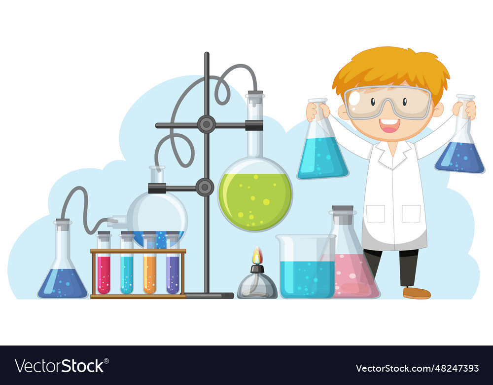 Cute scientist cartoon character in lab gown Vector Image