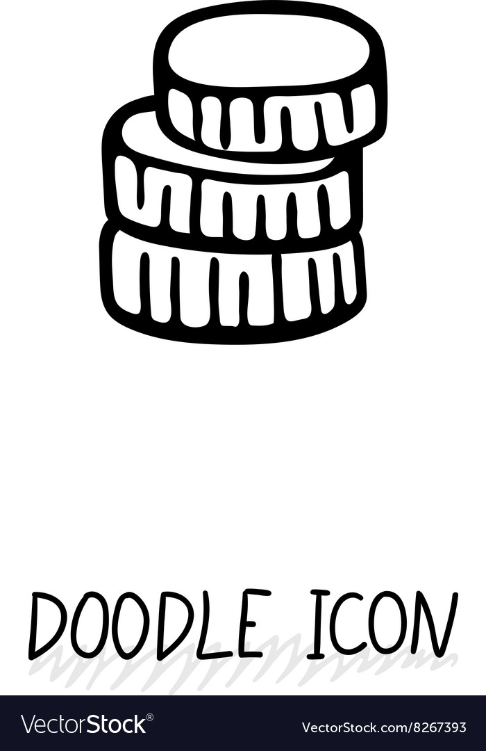 Doodle gold and silver coins icon