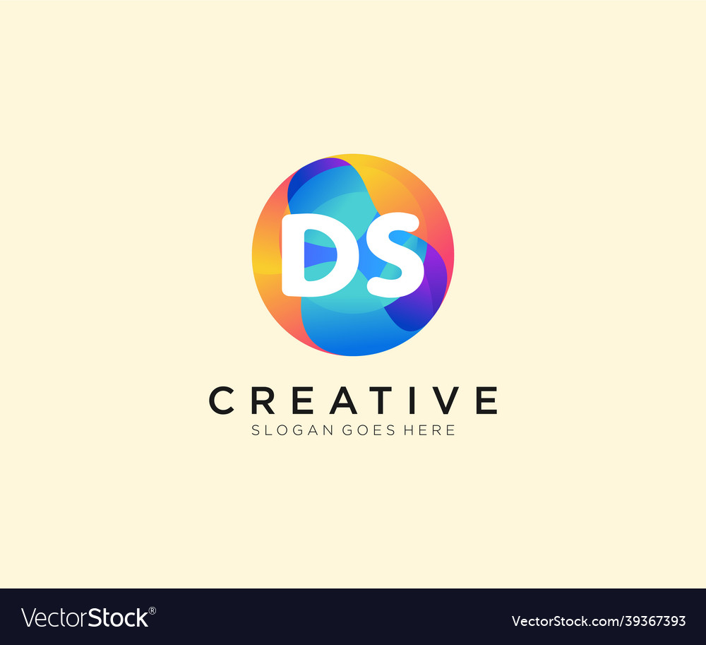 Ds initial logo with colorful circle template