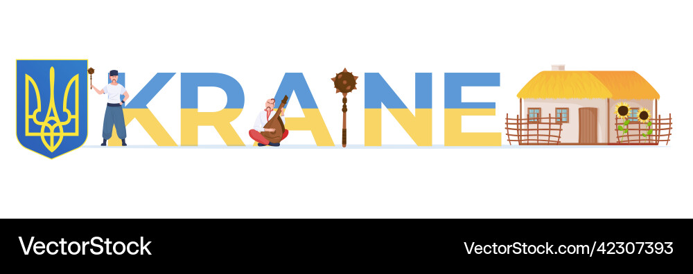 Flat ukraine composition Royalty Free Vector Image