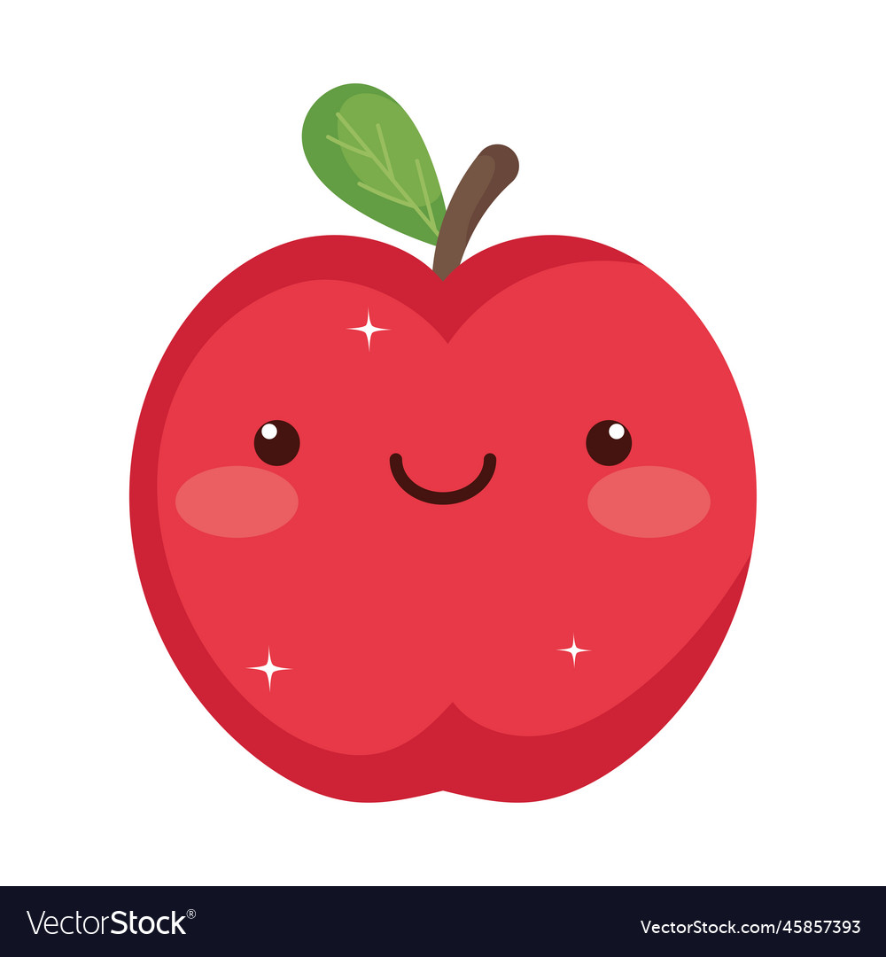 Fresh apple fruit kawaii Royalty Free Vector Image