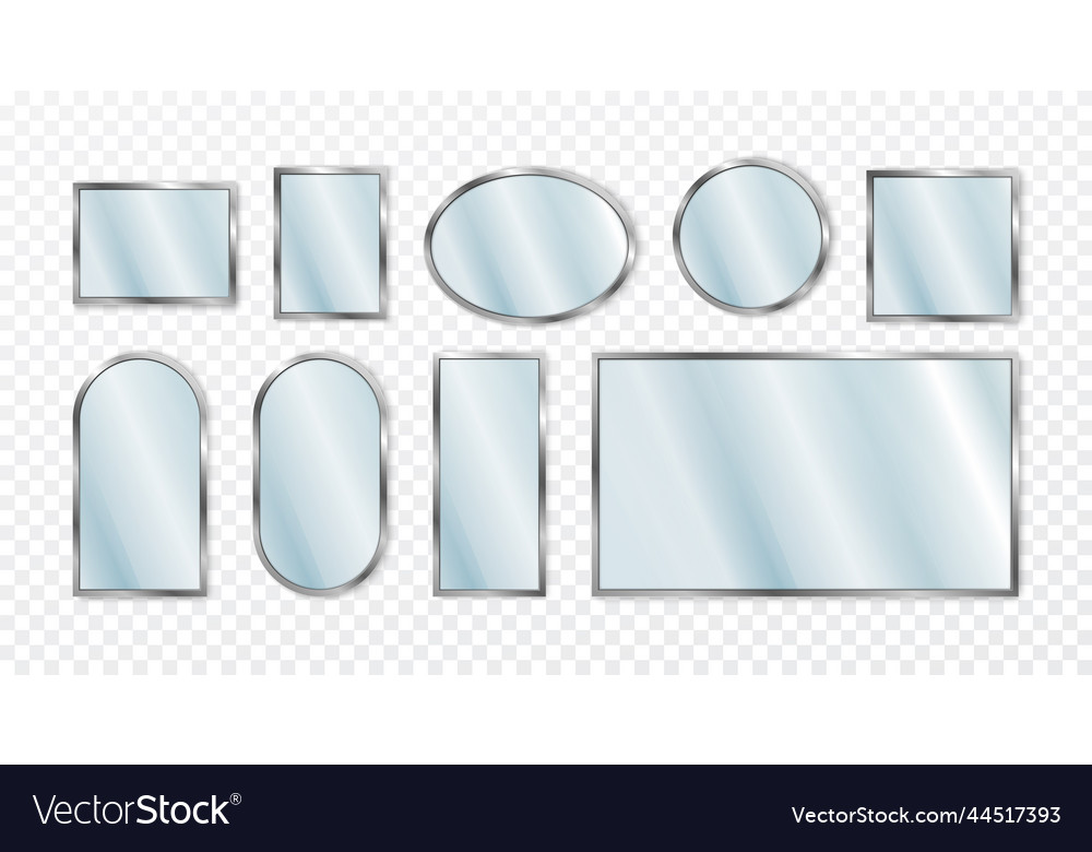 Glass mirrors set reflect frames different form Vector Image