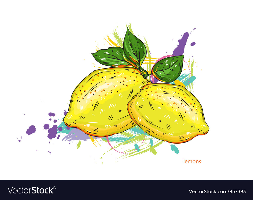 Lemons with colorful splashes