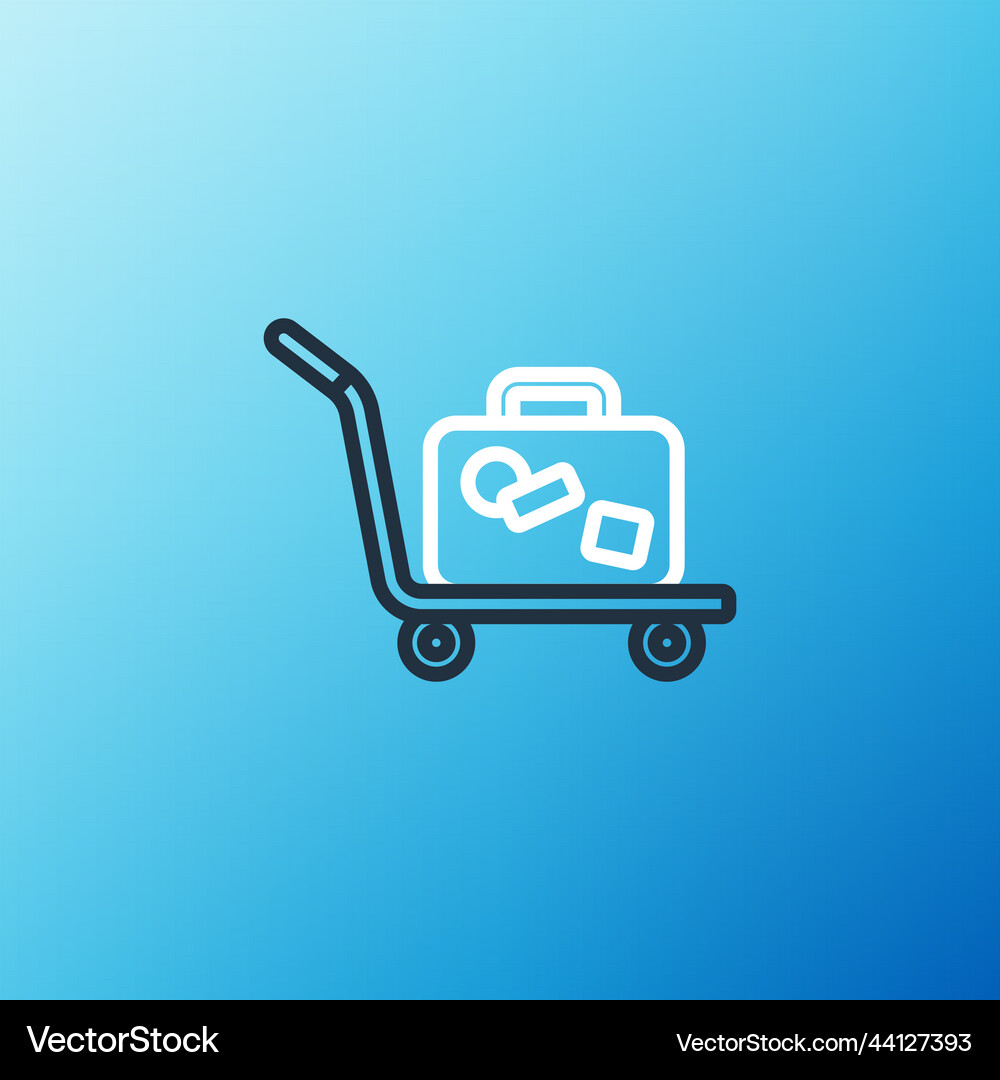 Line trolley suitcase icon isolated on blue Vector Image