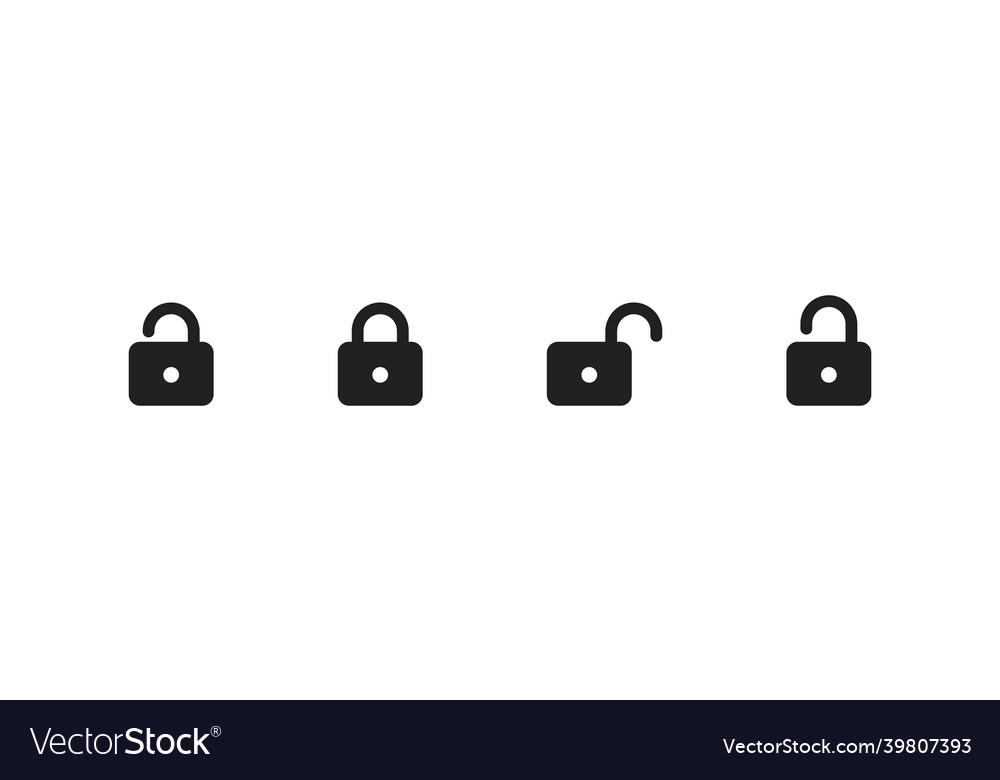 Lock simple icon set padlock isolated vector image Lock simple icon set padlock isolated