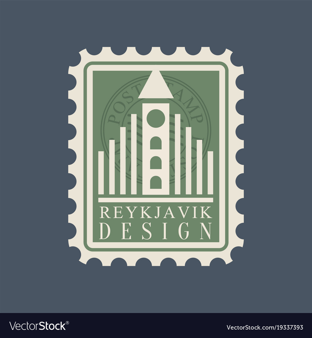 Postmark with famous landmark of reykjavik