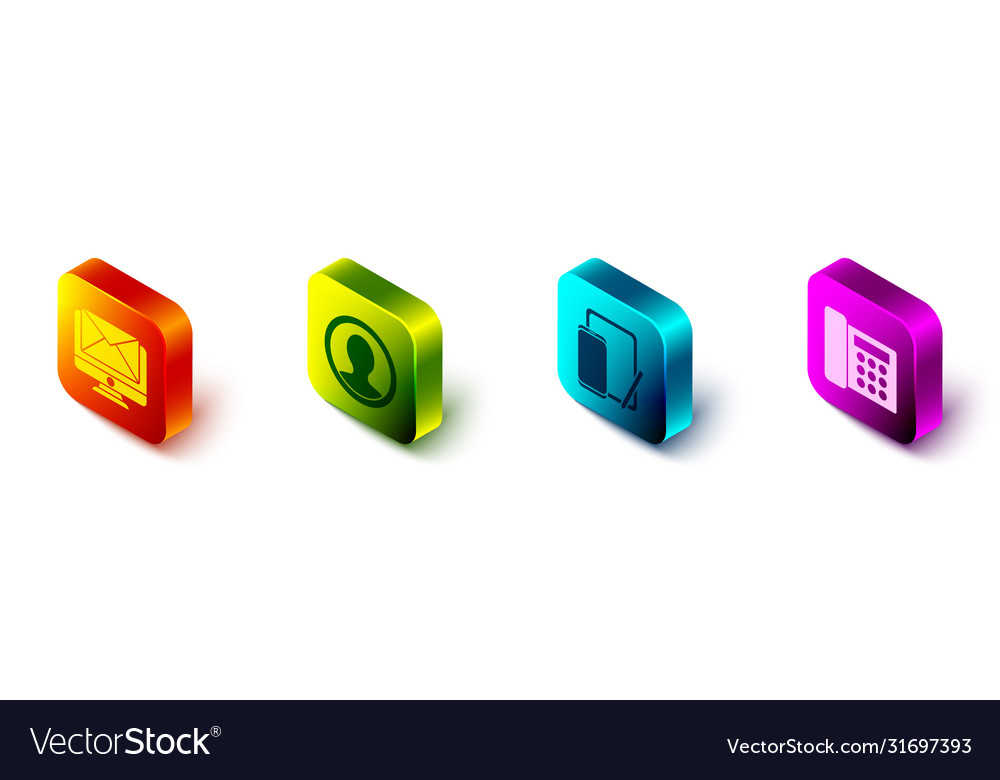 Set isometric monitor and envelope create account Vector Image Set isometric monitor and envelope create account
