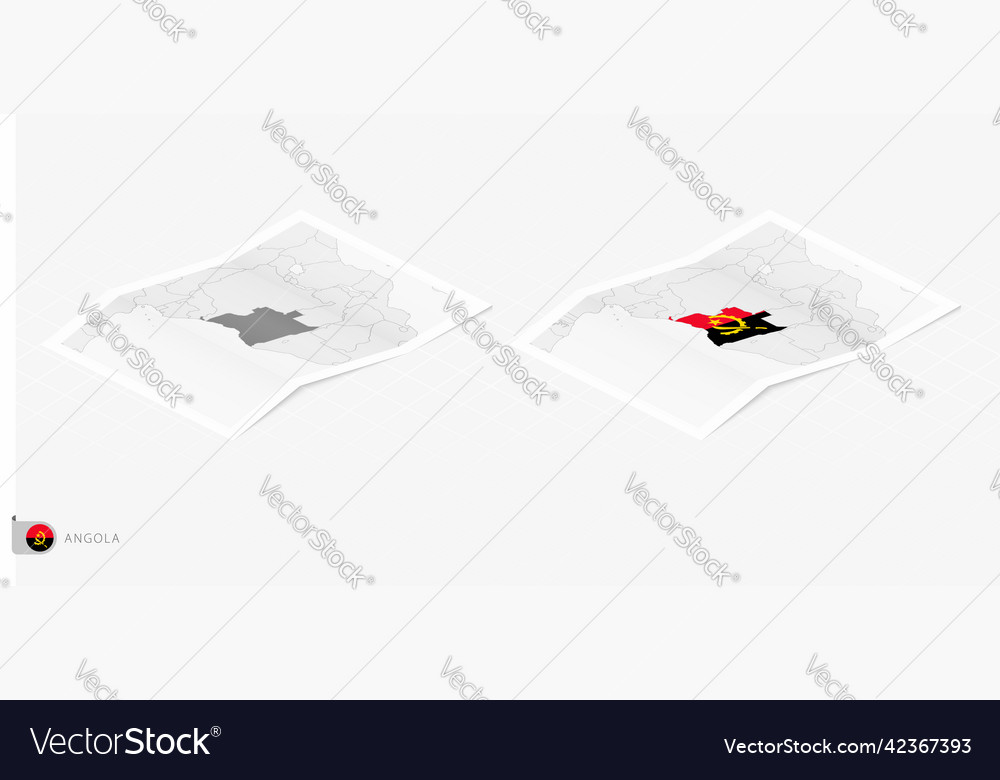 Set of two realistic map angola with shadow vector image Set of two realistic map angola with shadow