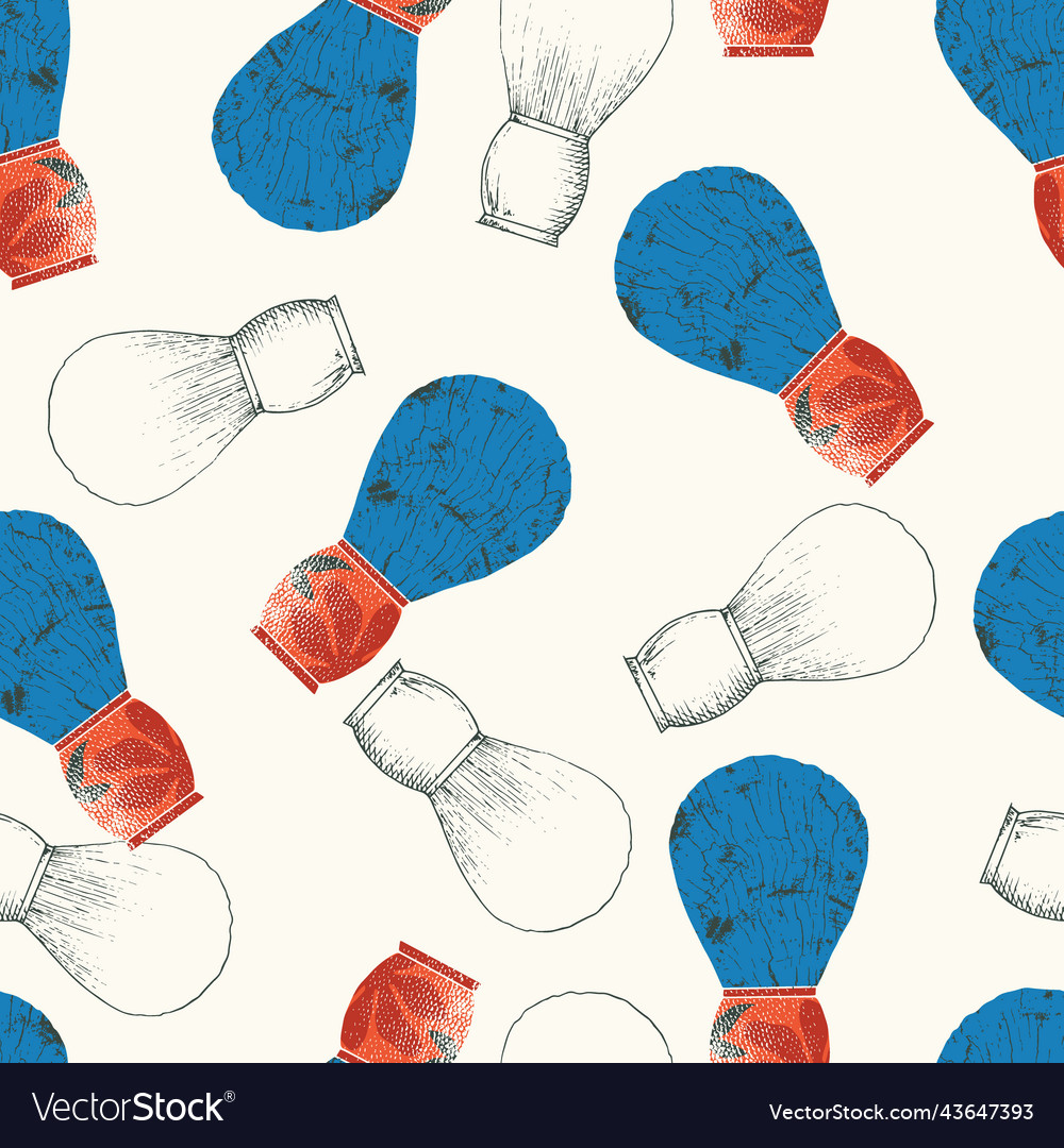 Shaving brush barber seamless pattern vector image Shaving brush barber seamless pattern