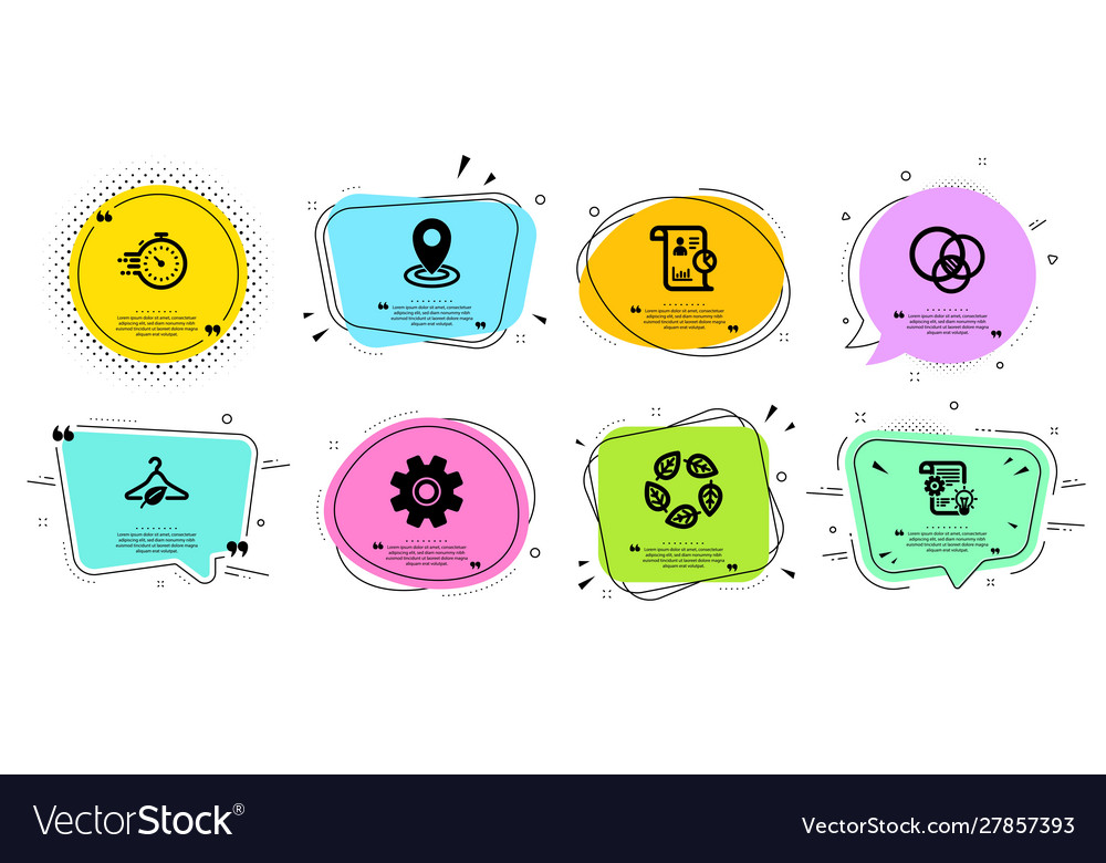 Slow fashion cogwheel and report icons set