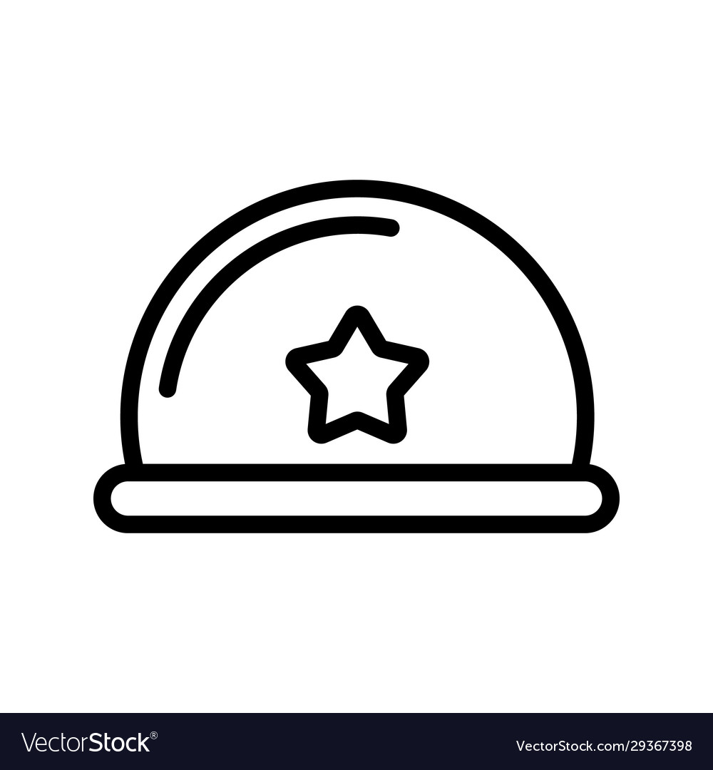 Army helmet star icon isolated contour Royalty Free Vector