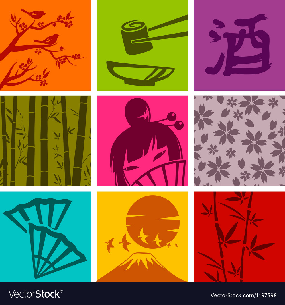set of elements from traditional Japanese culture.