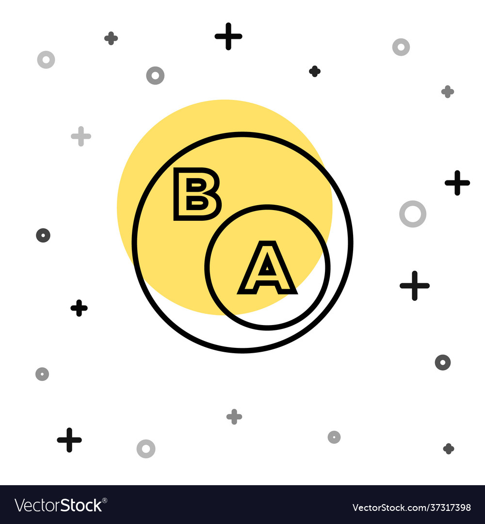 Black line subsets mathematics a is subset b vector image Black line subsets mathematics a is subset b
