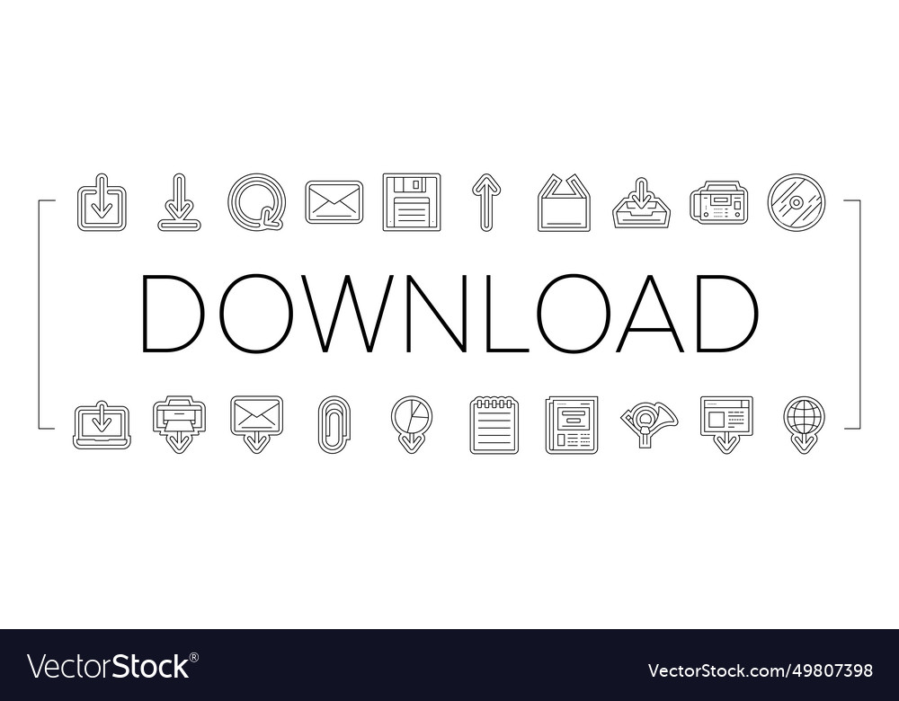 Download file computer data icons set Vector Image Download file computer data icons set