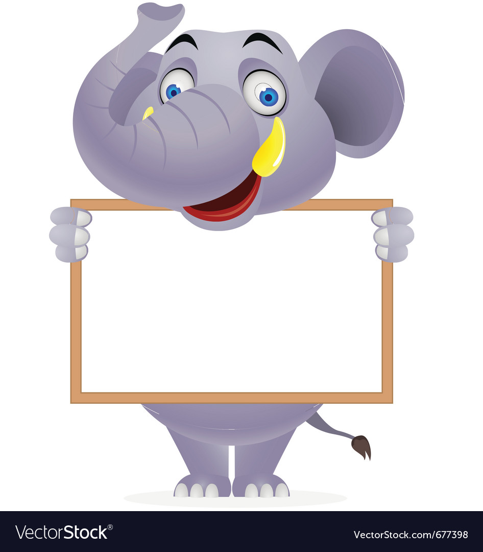 Elephant with blank sign Royalty Free Vector Image