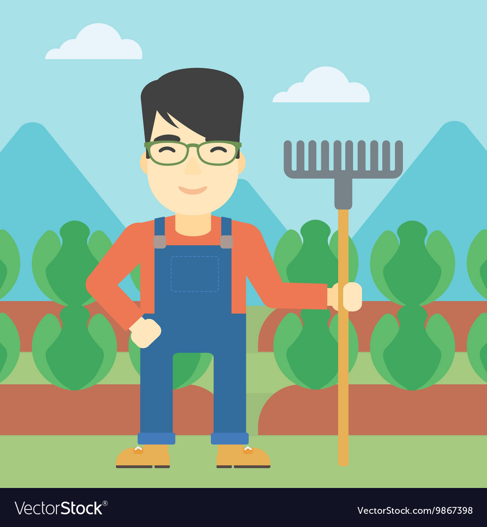 Farmer with rake