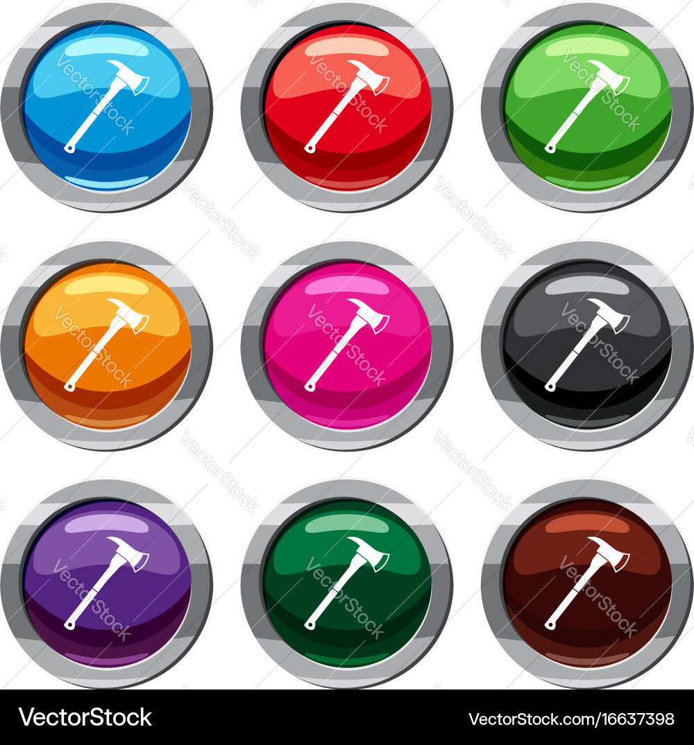 Firefighter axe set 9 collection Royalty Free Vector Image