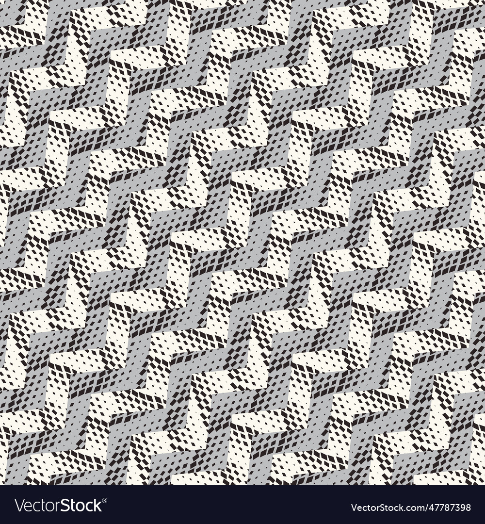 Monochrome halftone effect textured zigzag pattern vector image Monochrome halftone effect textured zigzag pattern