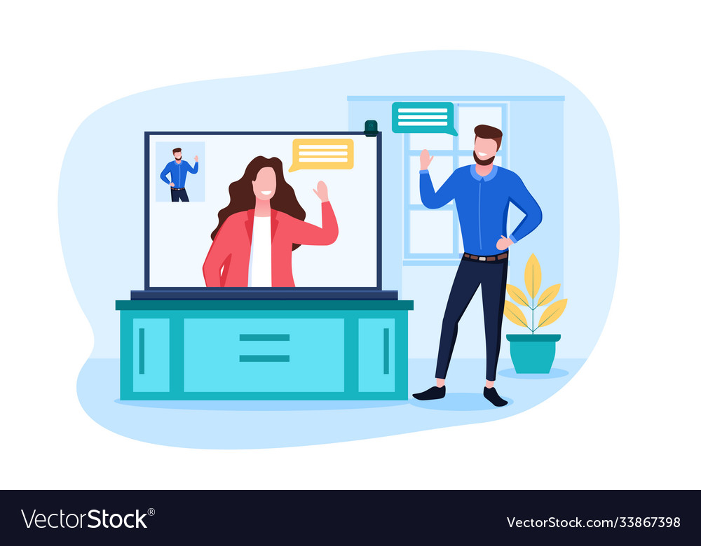 Online communication concept using a chat function vector image Online communication concept using a chat function