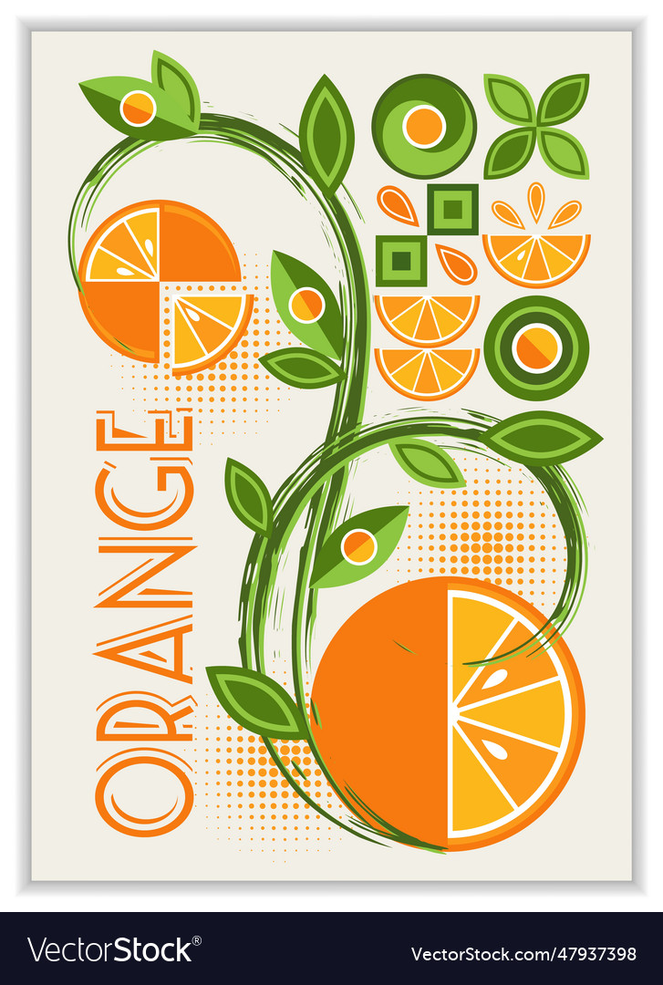 Poster mit Frucht orange abstrakte geometrische Formen