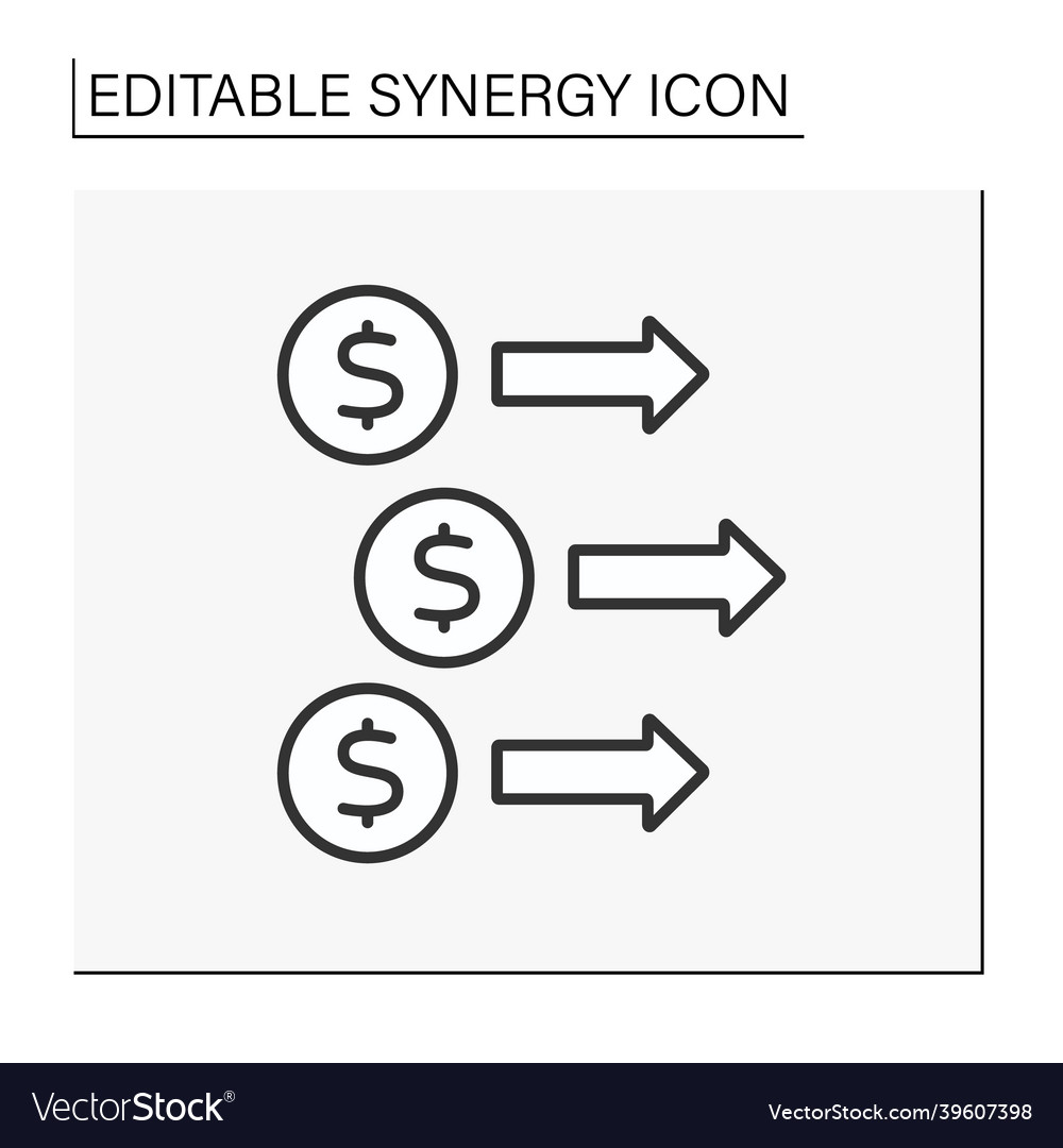 Revenue synergy line icon vector image Revenue synergy line icon