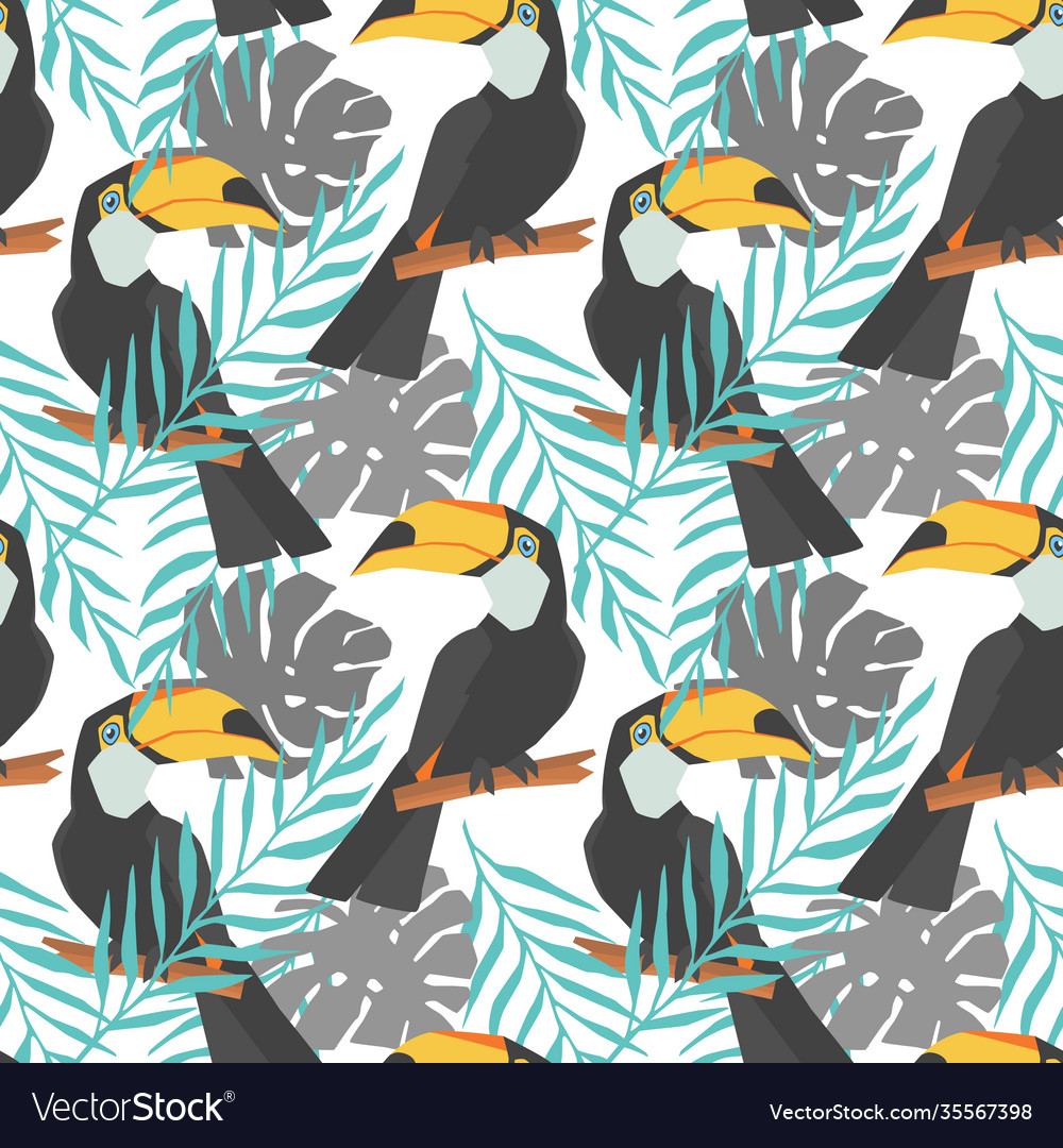 Seamless decorative pattern with toucan