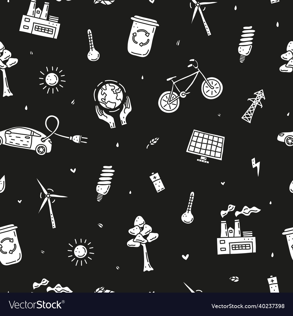 Seamless pattern with ecology and environment vector image Seamless pattern with ecology and environment