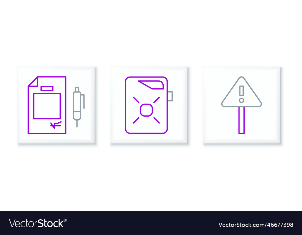 Set line exclamation mark in triangle contract vector image Set line exclamation mark in triangle contract